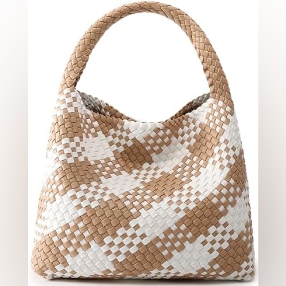 Handbags - Woven Tan Vegan Leather tote